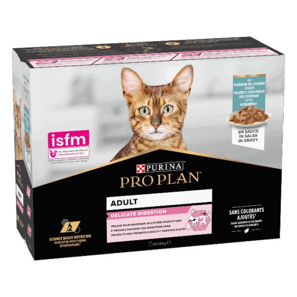 Purina Pro Plan Adult Delicate Rijk aan vis kat natvoer 10x85g