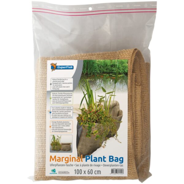 Superfish Oeverplantzak 100x60 cm - Jute Vijverrand Tas met Bevestigingspennen