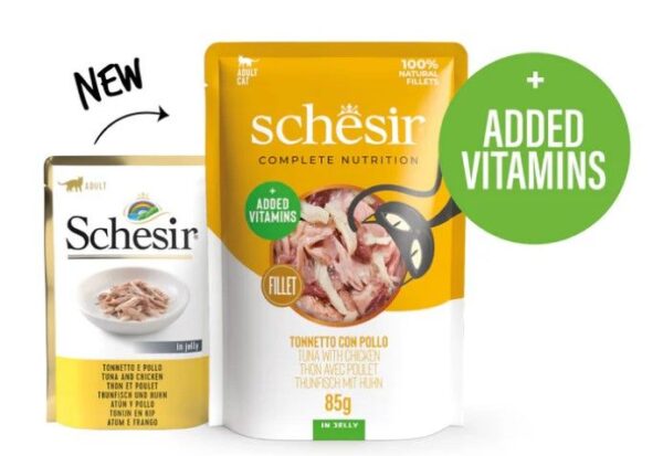 Schesir Complete Nutrition - Pouch Tonijn met Kipfilet in Jelly, 85gr