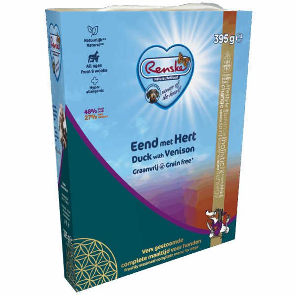 Renske Vers Gestoomd Eend met Hert Graanvrij hondenvoer 395 gram